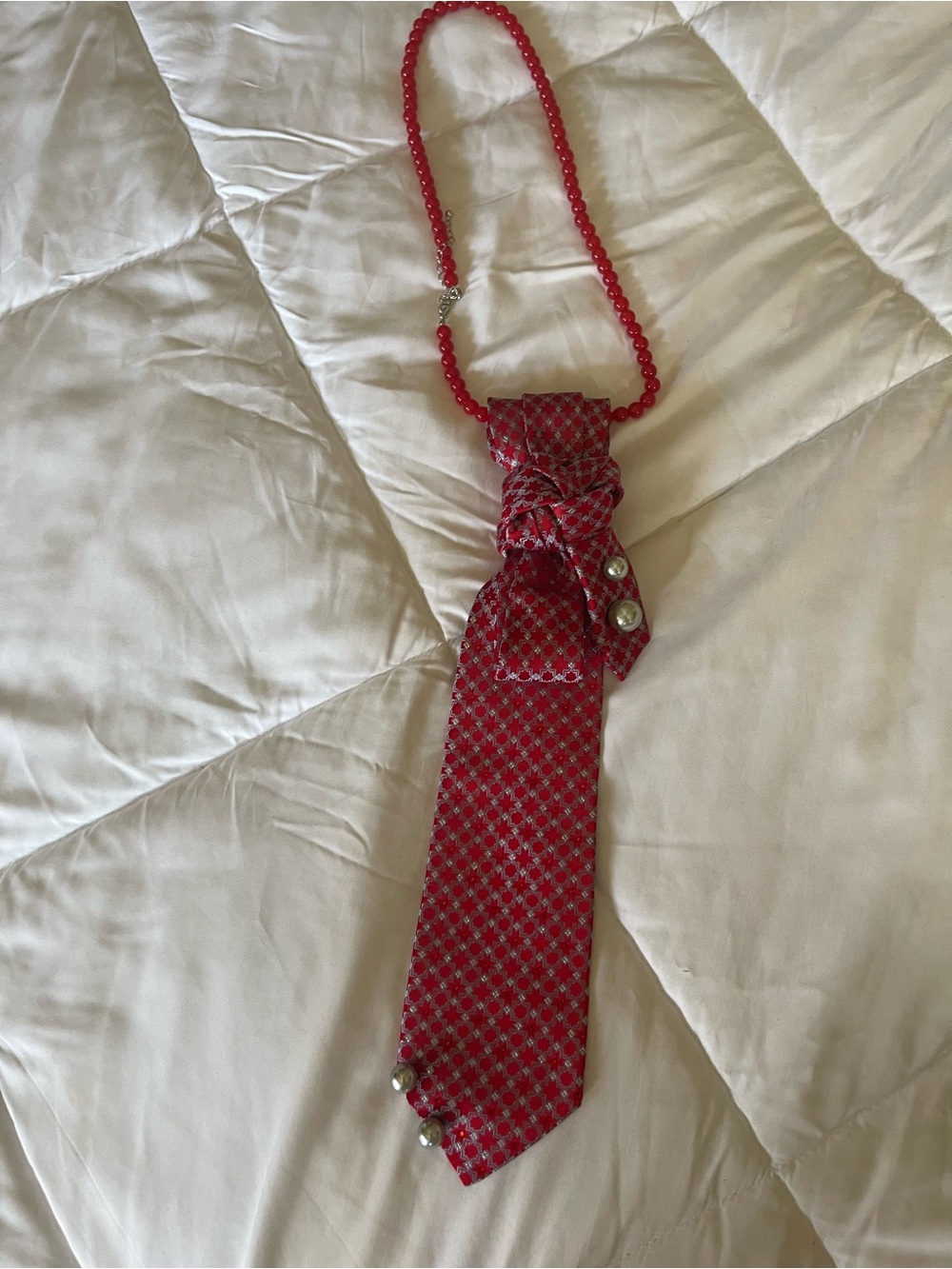 Handmade customizable Red Patterned Men's Tie Necklace *read below